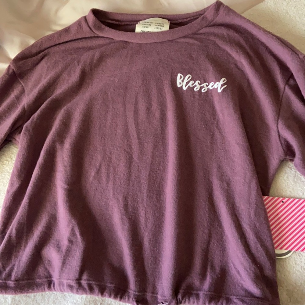 Purple cropped crew neck